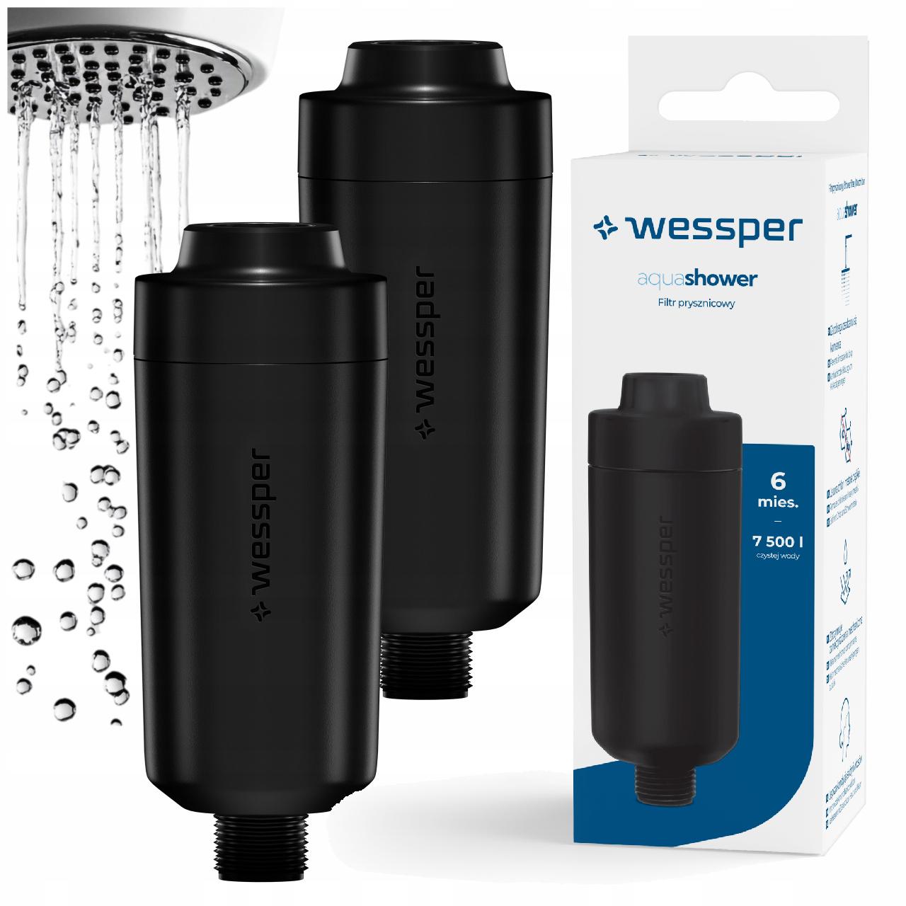 2x Filtr Vody do sprchy Wessper 7500 l změkčující vodu bez Bpa