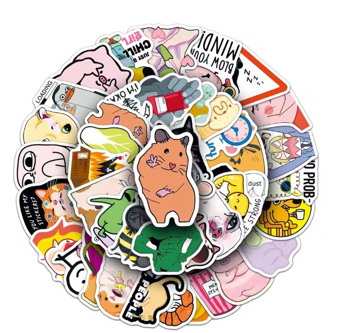 Naklejki winylowe Wlepy Memowe Zwierzęta 50 sztuk Stickerbomb
