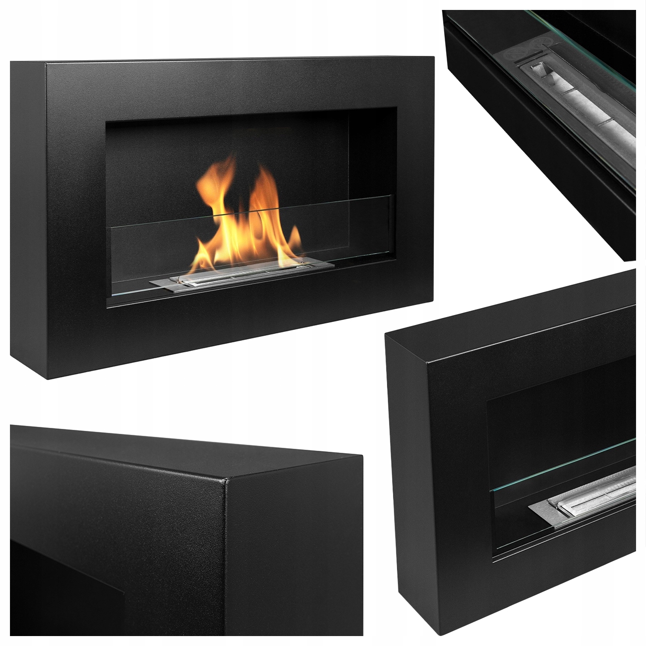 Biokrb Závěsný Se Sklem 650X400X120 Box Regulace Plamene Černý Mat