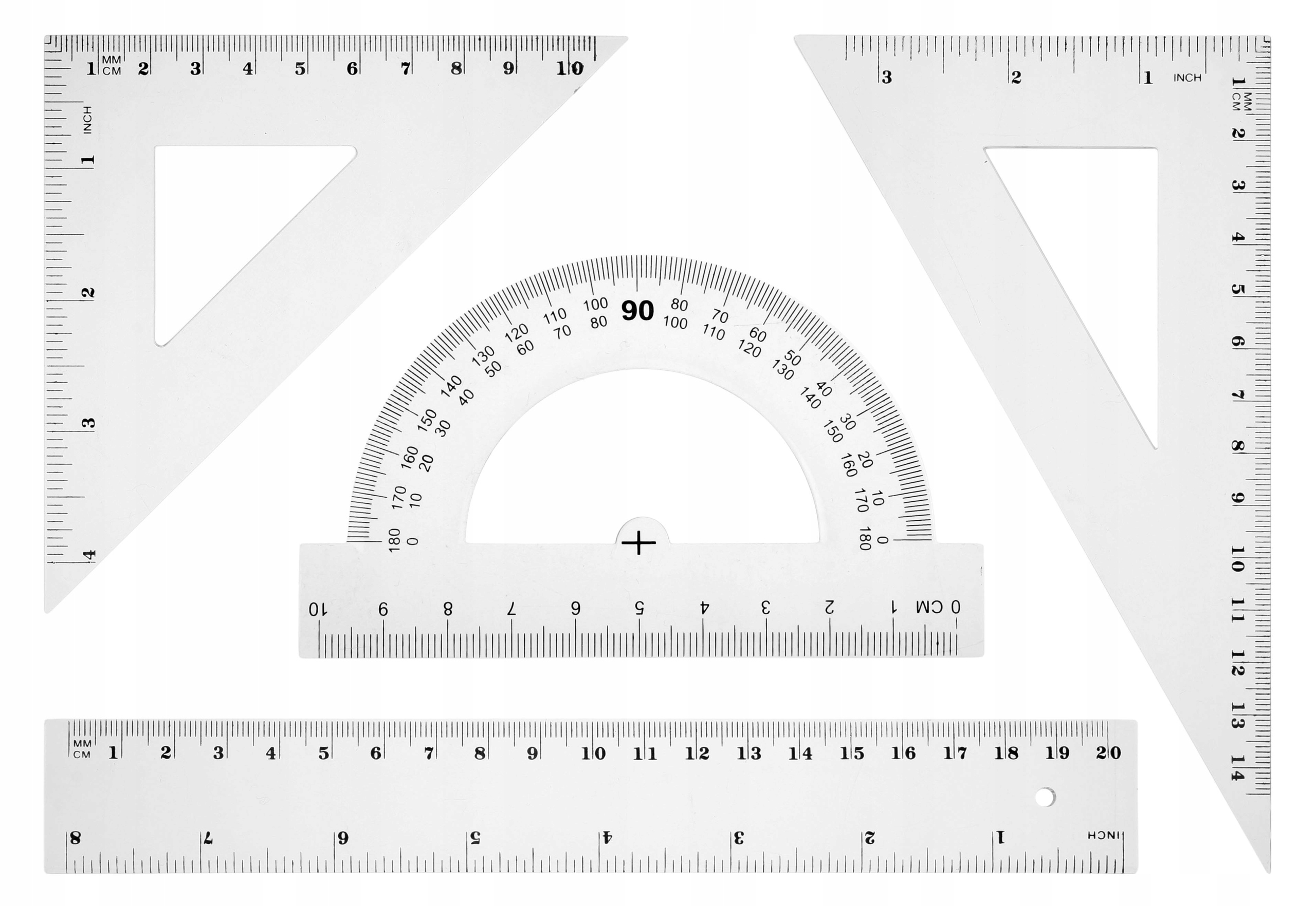 TETIS ZESTAW GEOMETRYCZNY LINIJKA 20CM BL001-BK