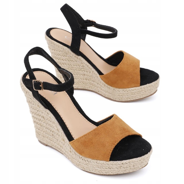 

Sandały Damskie espadryle Sandałki Koturny Camel