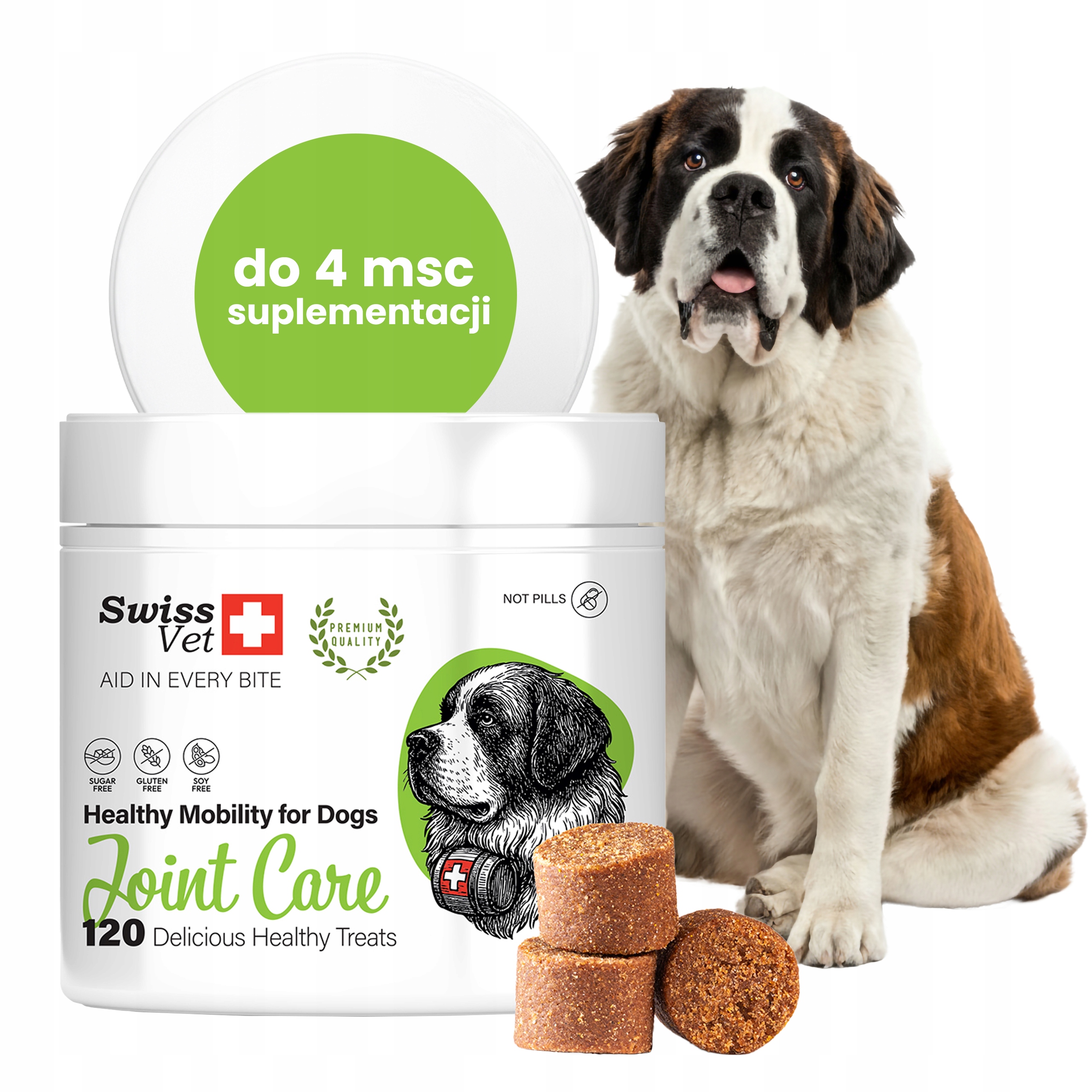 SwissVet Joint Care – doplněk stravy pro psy, ochrana kloubů a kostí, 120 ks