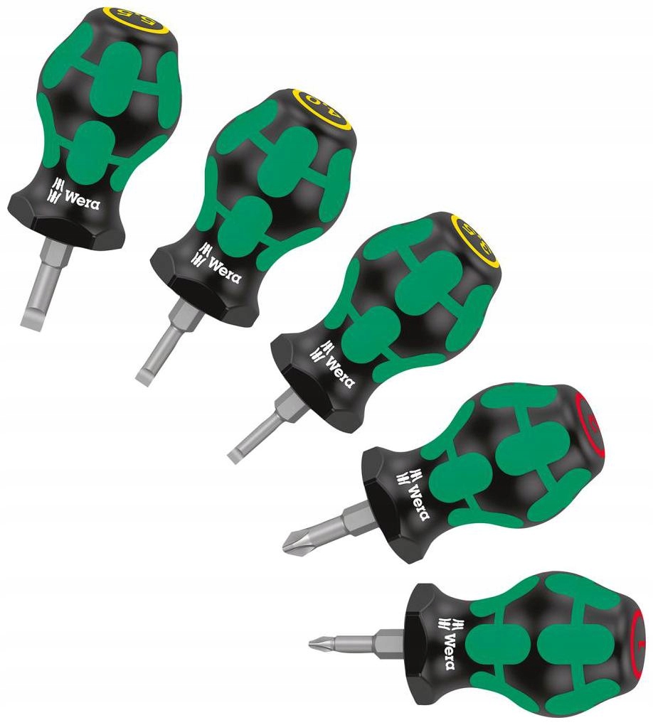 Krátké šroubováky Stubby Set 1 sada 5 kusů plochých šroubováků Ph Wera