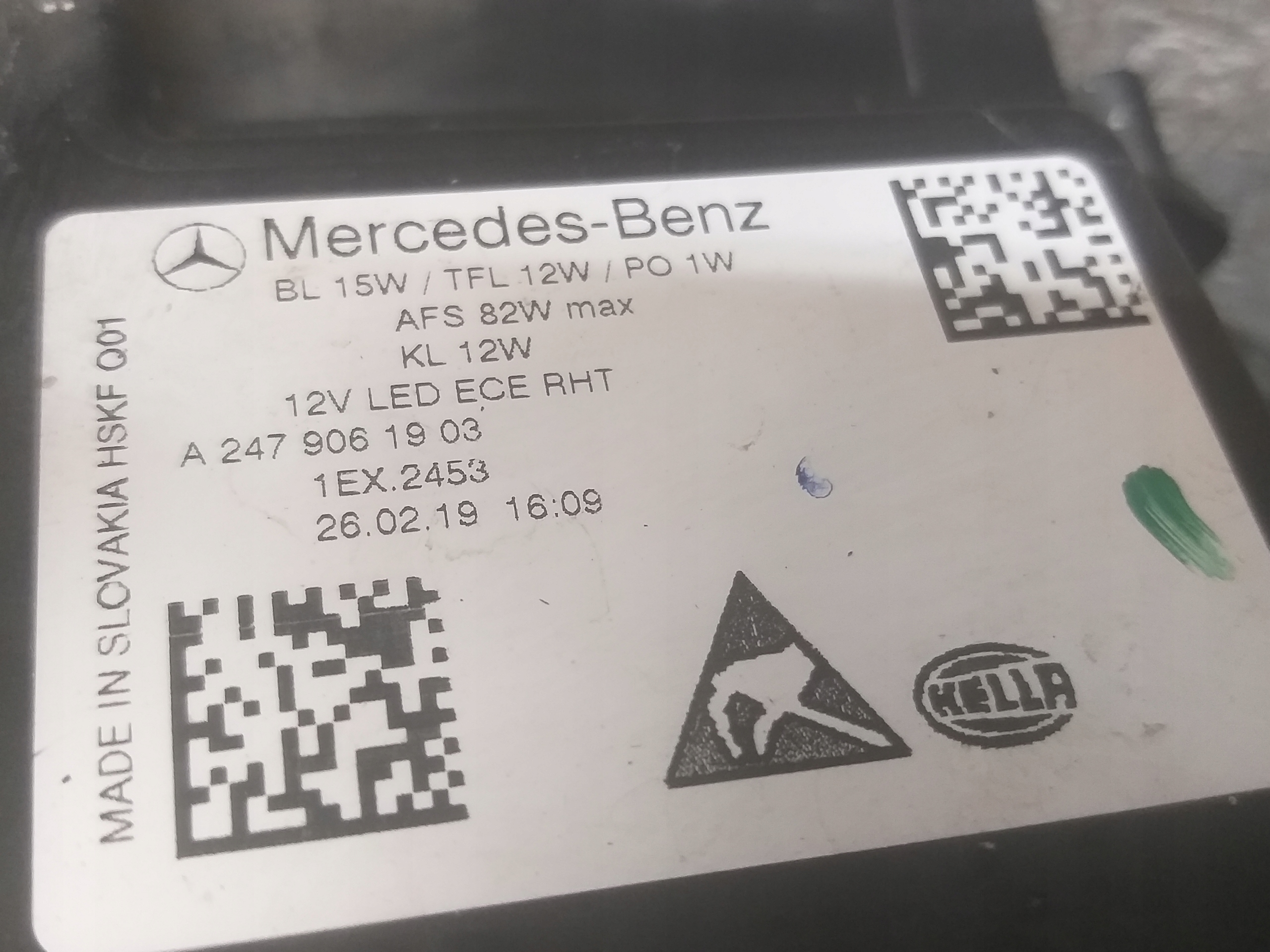 light front left MERCEDES B KLASA W247 MULTIBEAM LED A2479061903