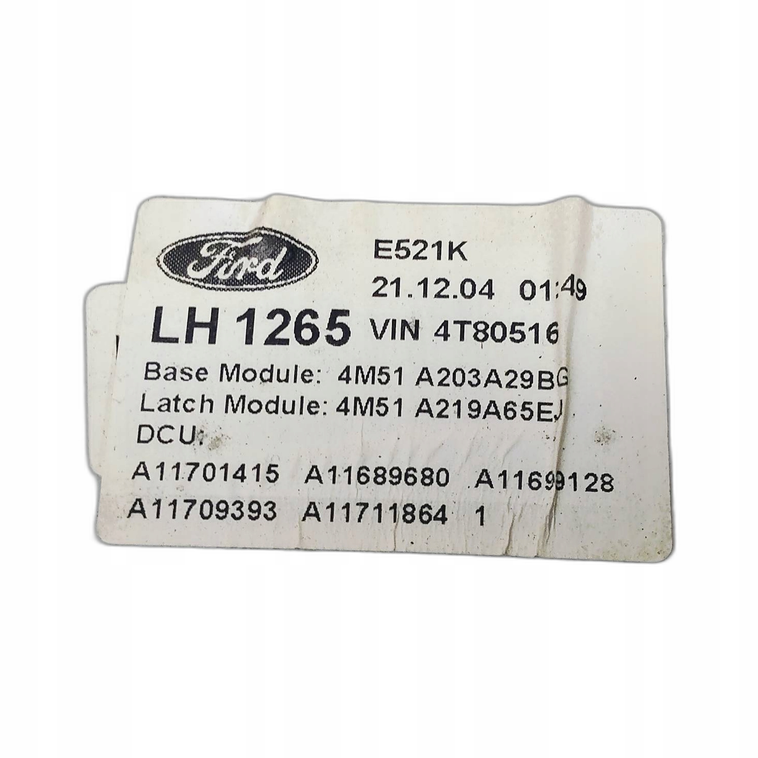 mechanism windows left front FORD Focus MK2 1.6 TDCI 4M51A203A29BG