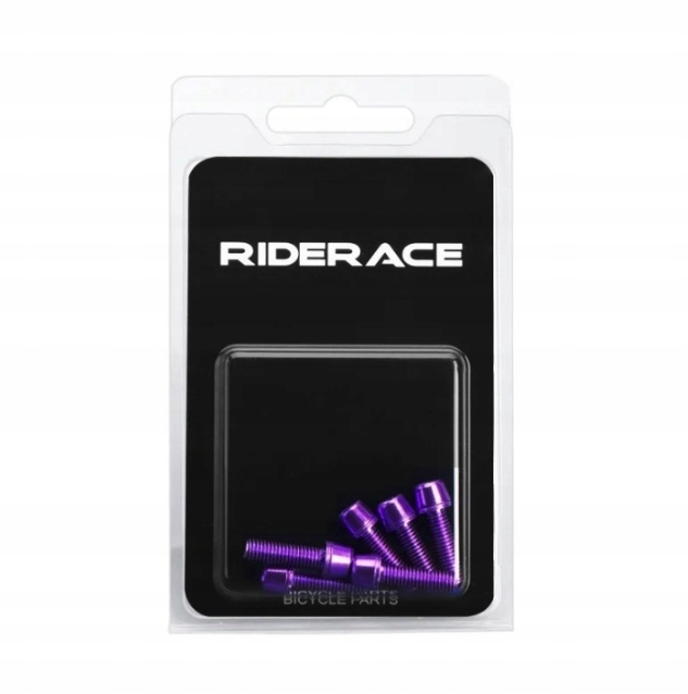Śruby do Mostka Rowerowego RIDERACE Fioletowe Stal M5 x 23mm