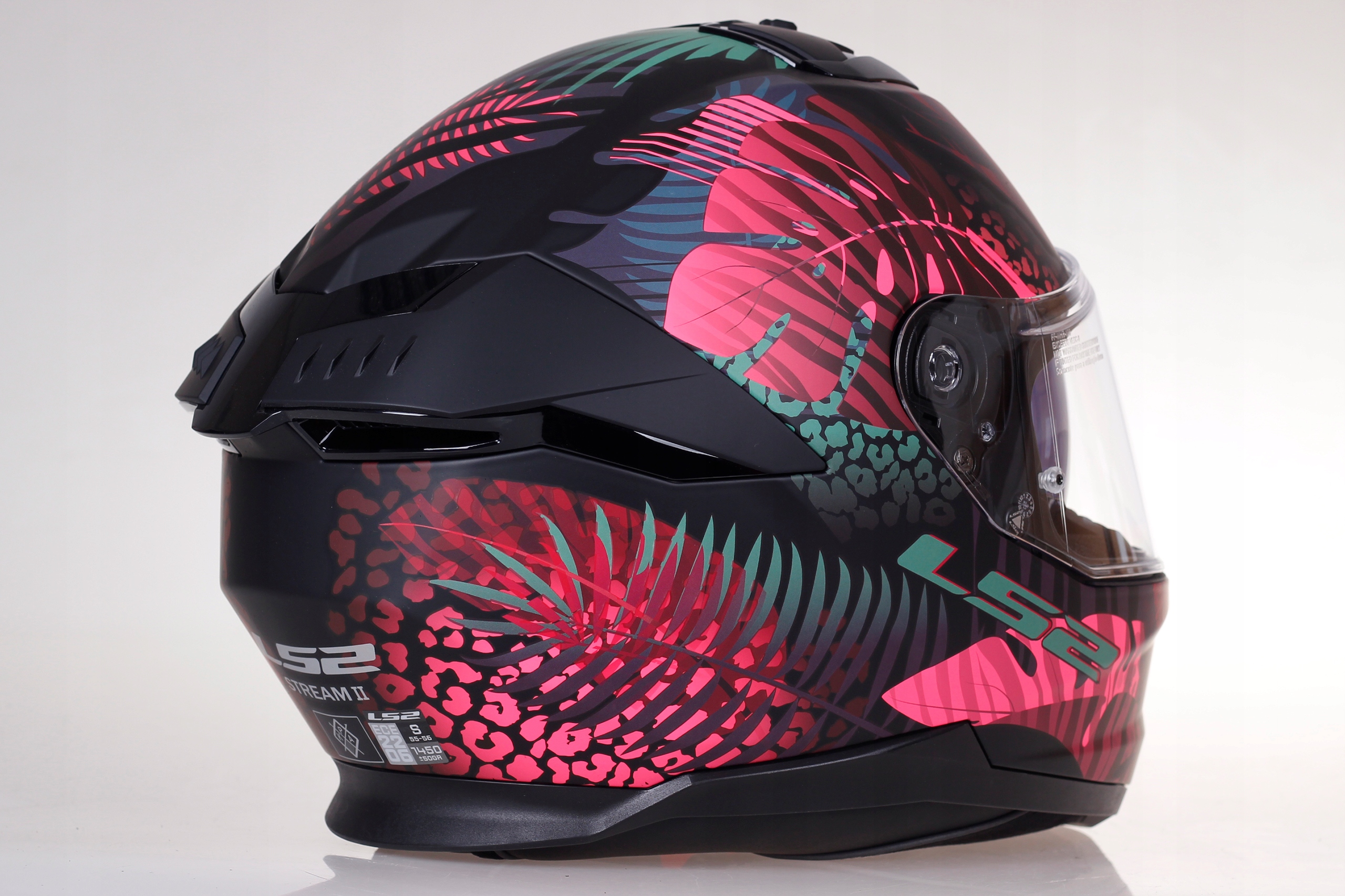 KASK MOTOCYKLOWY LS2 FF808 STREAM II system Pinlock Jungle Pink ECE 22.06 Kolor czarny różowy