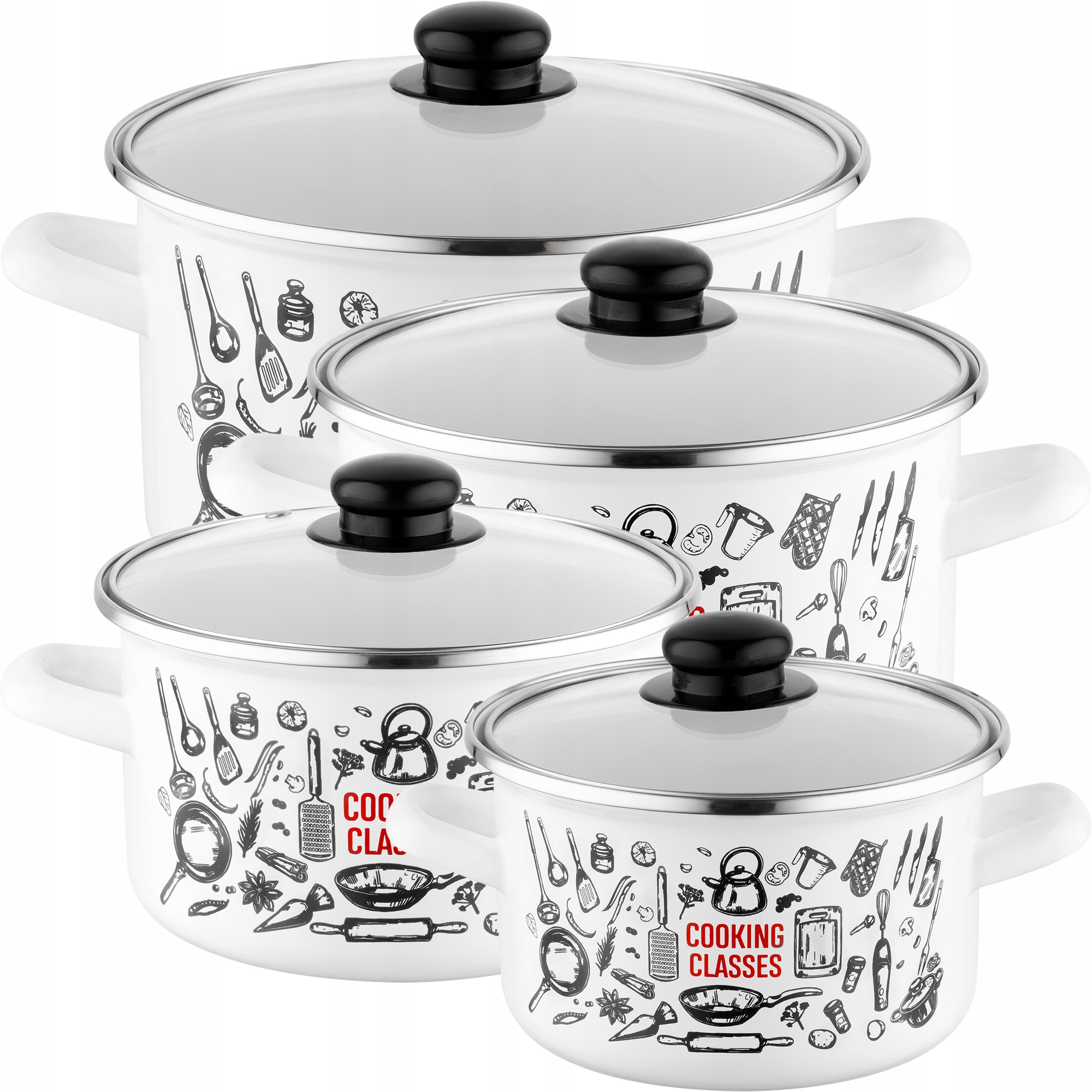 Súprava Hrncov Smaltované hrnce Smalt Poľsko Kitchen 2,1L 3L 4,1L 5,3L