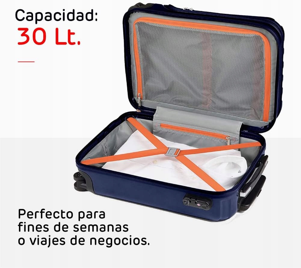 SULEMA R1268AZ Walizka kabinowa na laptop 16'' zamek TSA 30 L+ 5L GRANAT Wysokość 53 cm