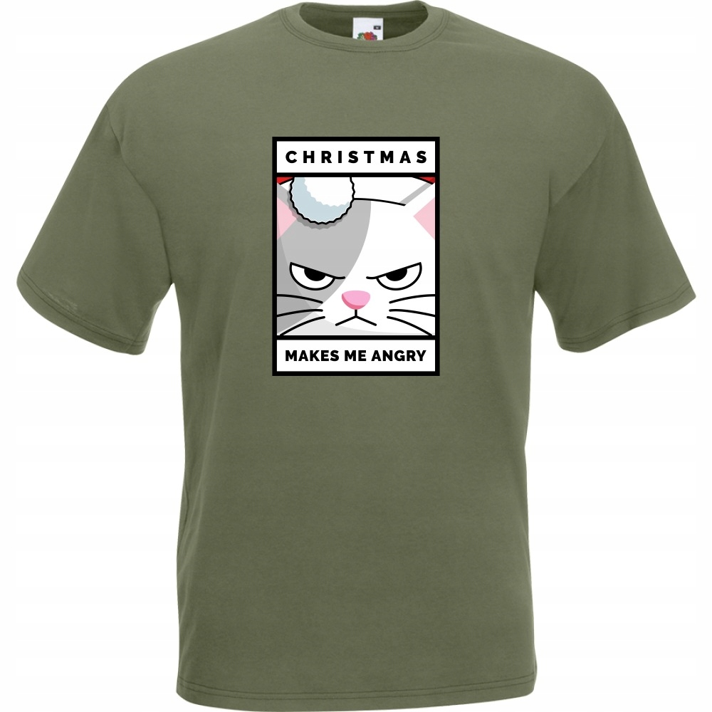 

Koszulka christmas make me mad kot XL oliwkowa