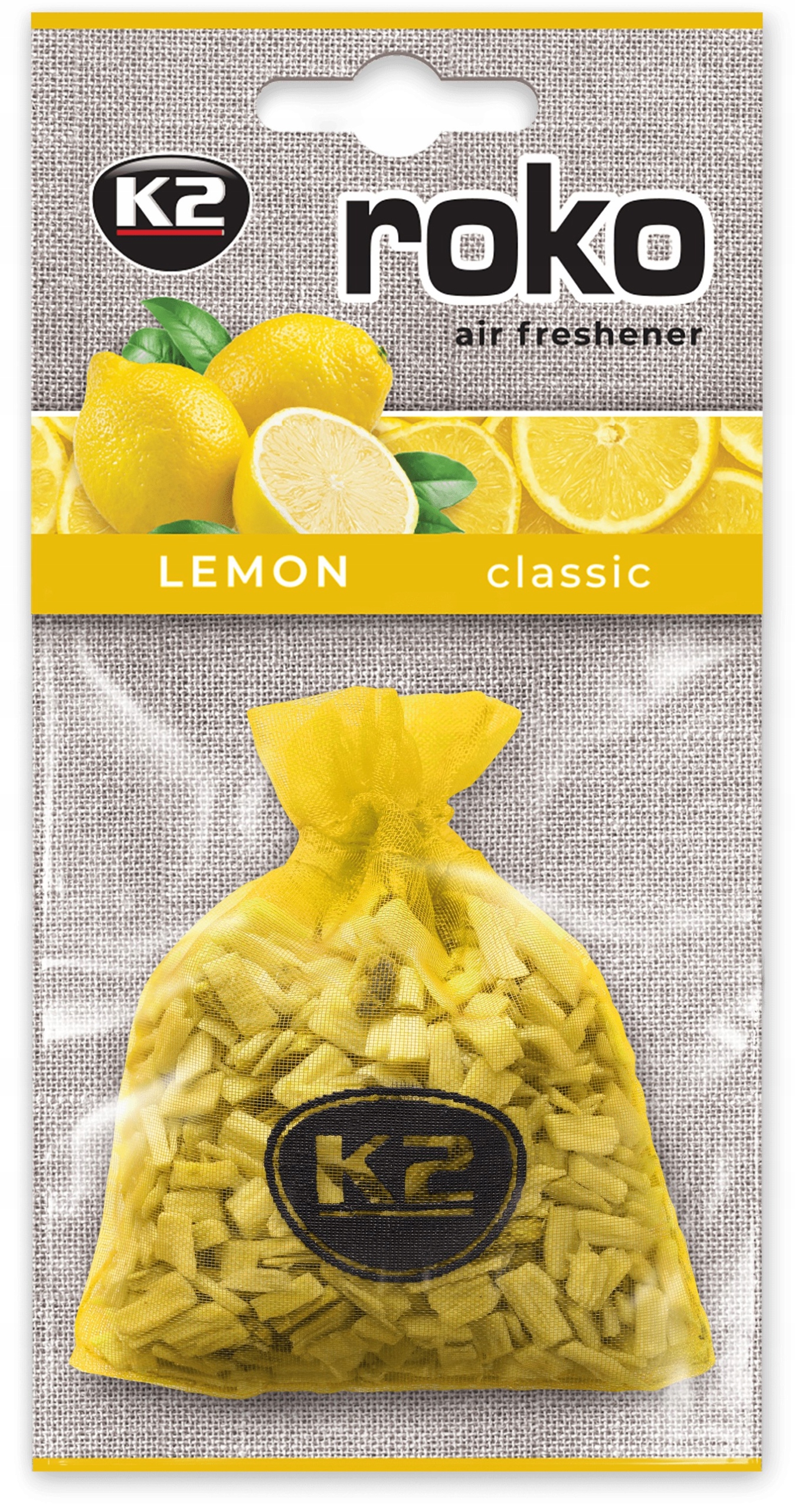 K2 ROKO ZAPACH SAMOCHODOWY WORECZEK LEMON 20G