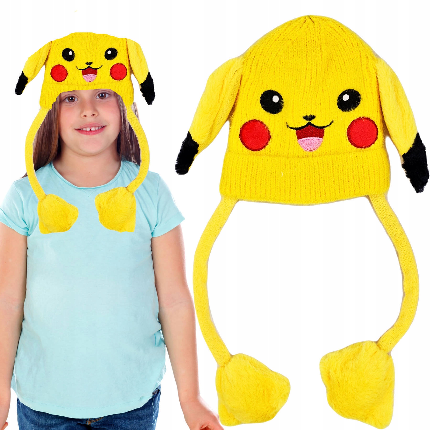 

Czapka Z Ruchomymi Uszami Zimowa Pikachu Łapki