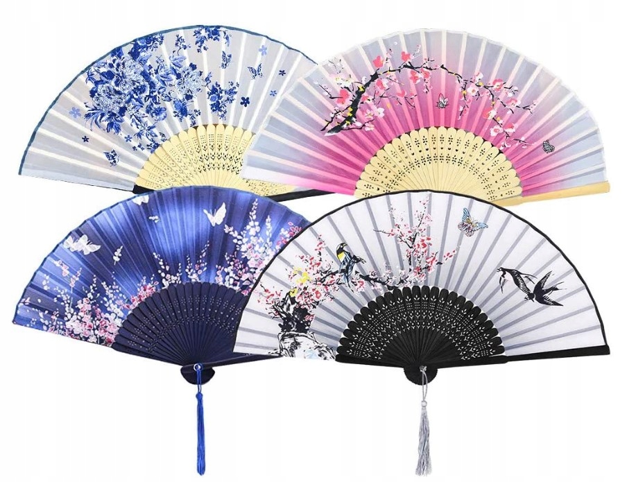 WACHLARZE JAPOŃSKIE SKŁADANE DLA KOBIET 4SZT.