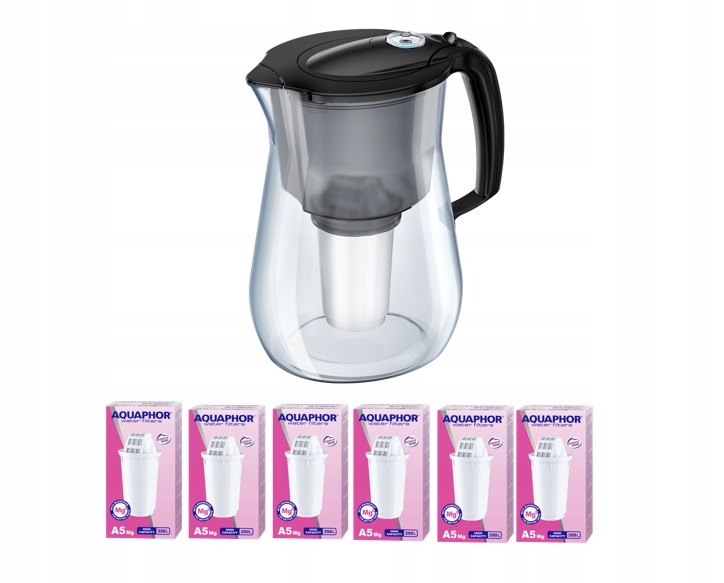 Filtrační konvice Aquaphor Provance 4,2 l se 6 vložkami A5 Mg černá