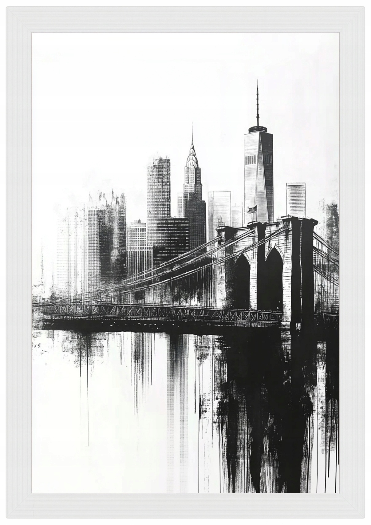 Plakát Rámeček Dřevo Krajina Skica New York Manhattan Panorama 62x93