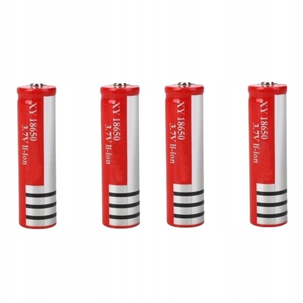 Zestaw 4 baterii IdeallStore, GH 18650, 6800 mAh, 3.7 V, Li-ion, czerwony