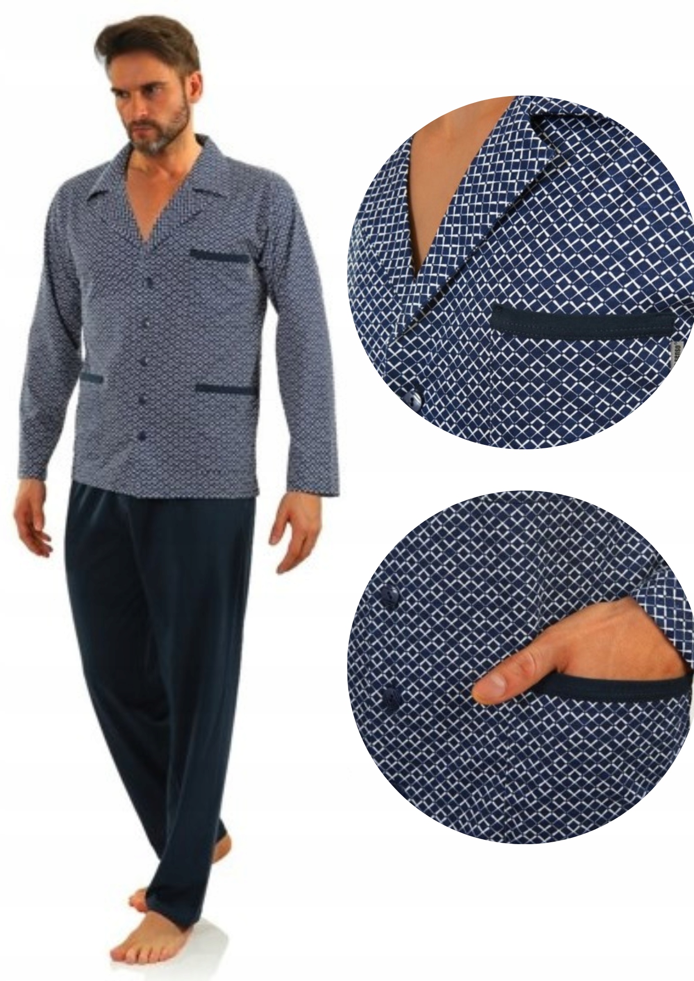 Sesto Senso pánské pyžamo 2281/01 rozepínací, velikost M