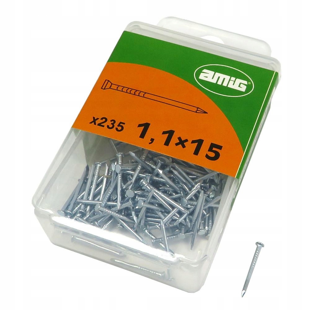 

Gwoździe małe Gwoździki Stalowe 1,1x15mm 235 sztuk
