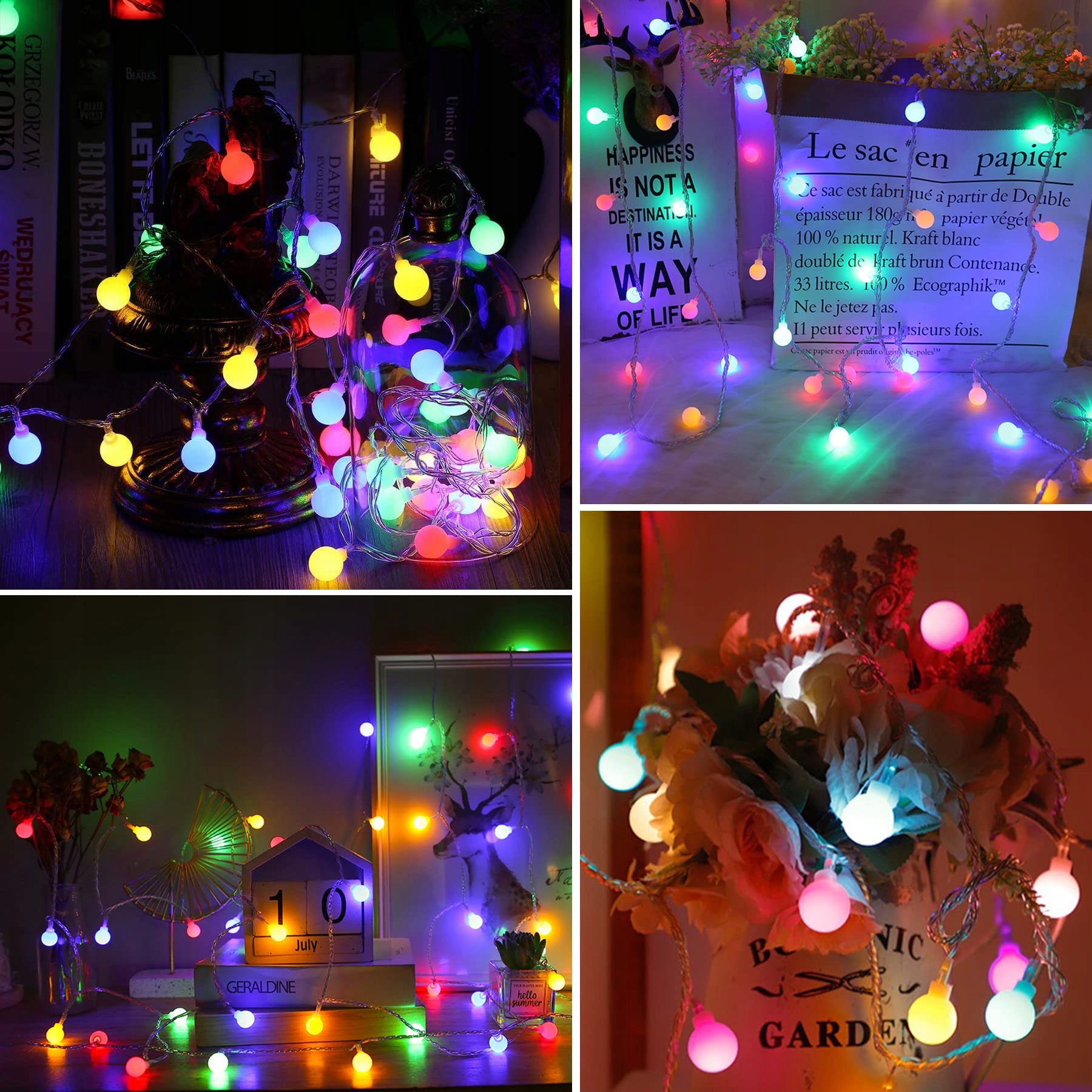 Globe Wodoodporne Lampki Kule Girlanda Świąteczna 60 Led 7M Boże Narodzenie — miniatura 4