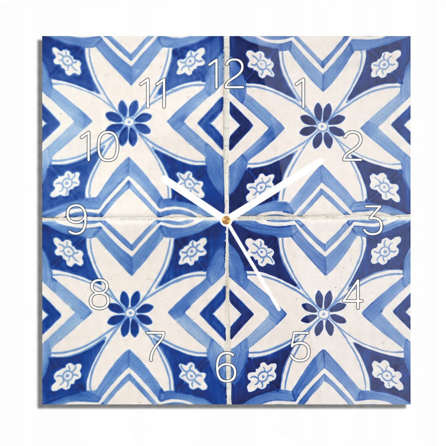

Mozaika ornament zegar szklany białe cyfry 30x30