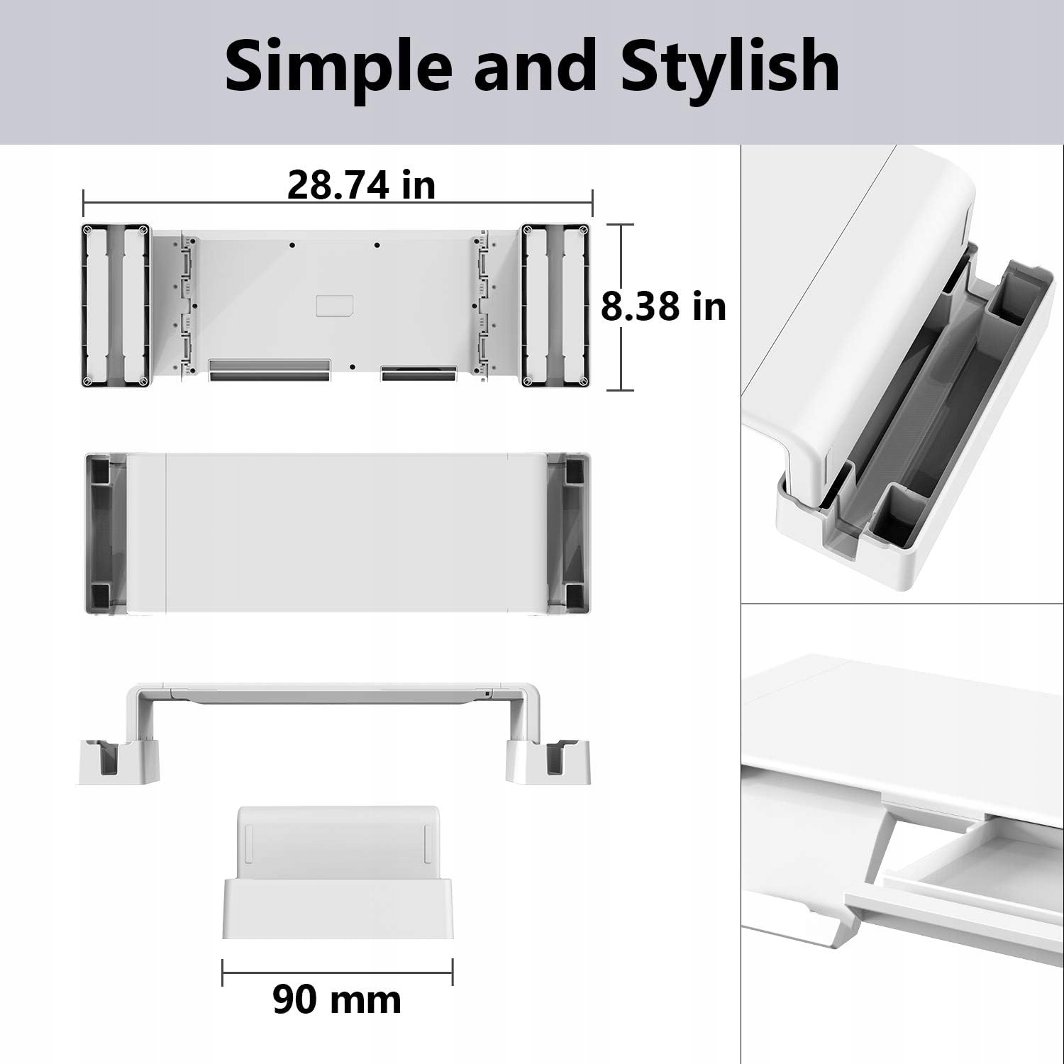 PODSTAWKA POD MONITOR REGULOWANA BIAŁA + 2 STOJAKI DO PRZECHOWYWANIA Marka bez marki
