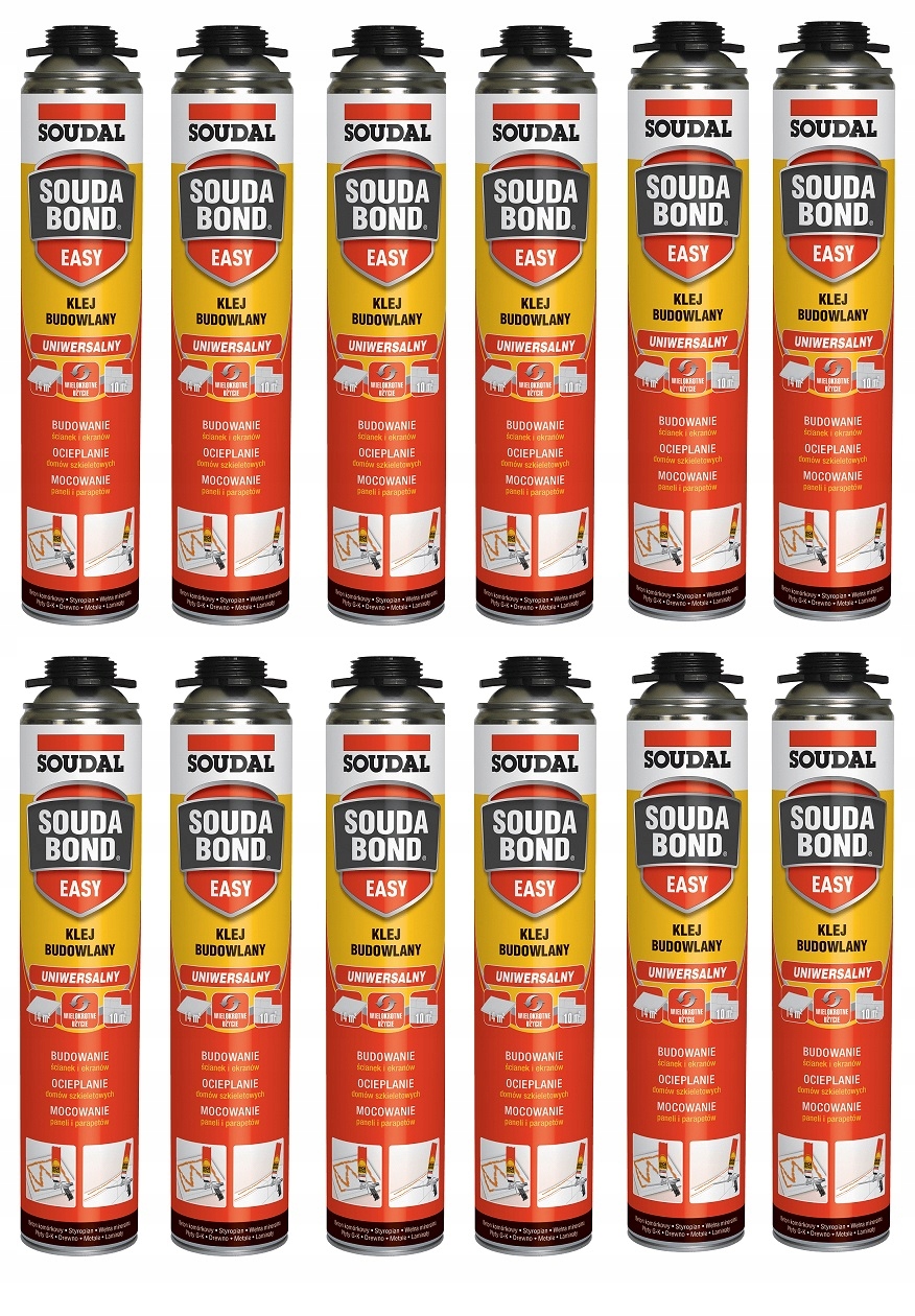 12x SOUDAL KLEJ BUDOWLANY SOUDABOND EASY PISTOLET