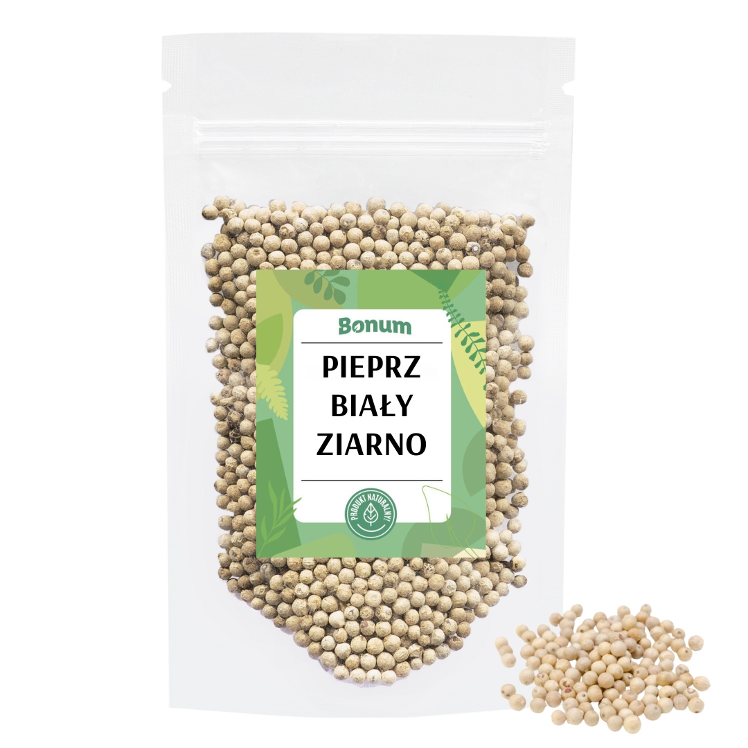 Pepř bílý v zrnu Aromatické koření Přírodní rybí omáčky 1kg Bonum