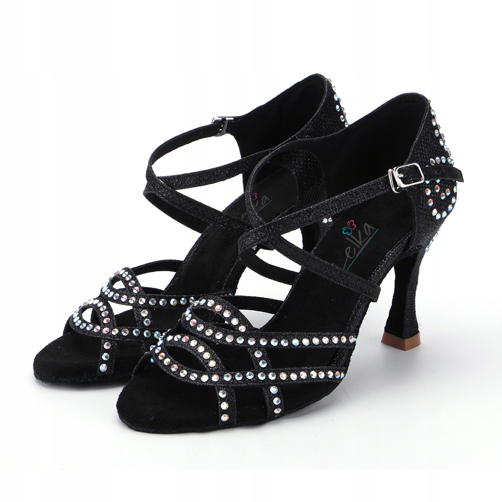 Taneční Boty S Flitry Černé 9 Cm