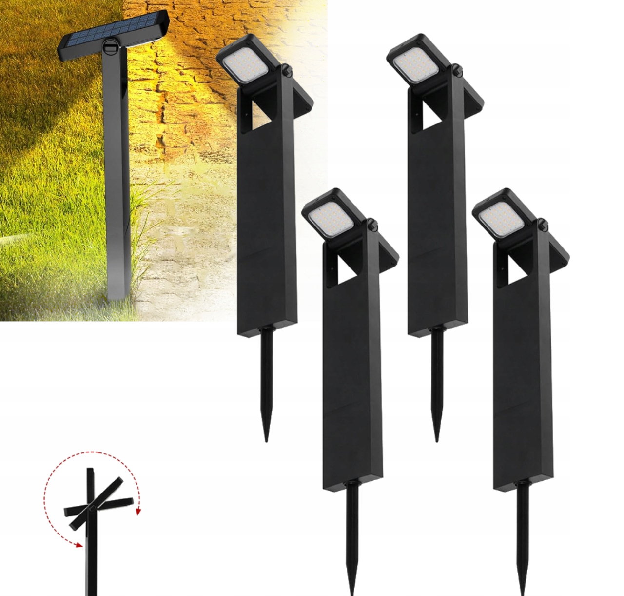 4 x Stojací zahradní sloupková lampa 70 cm venkovní 3500K Led teplá bílá