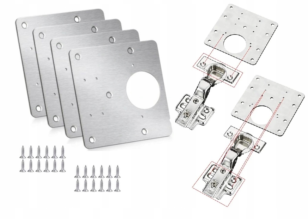 

4x Płytka Do Naprawy Wyrwanych Zawiasów Meblowych