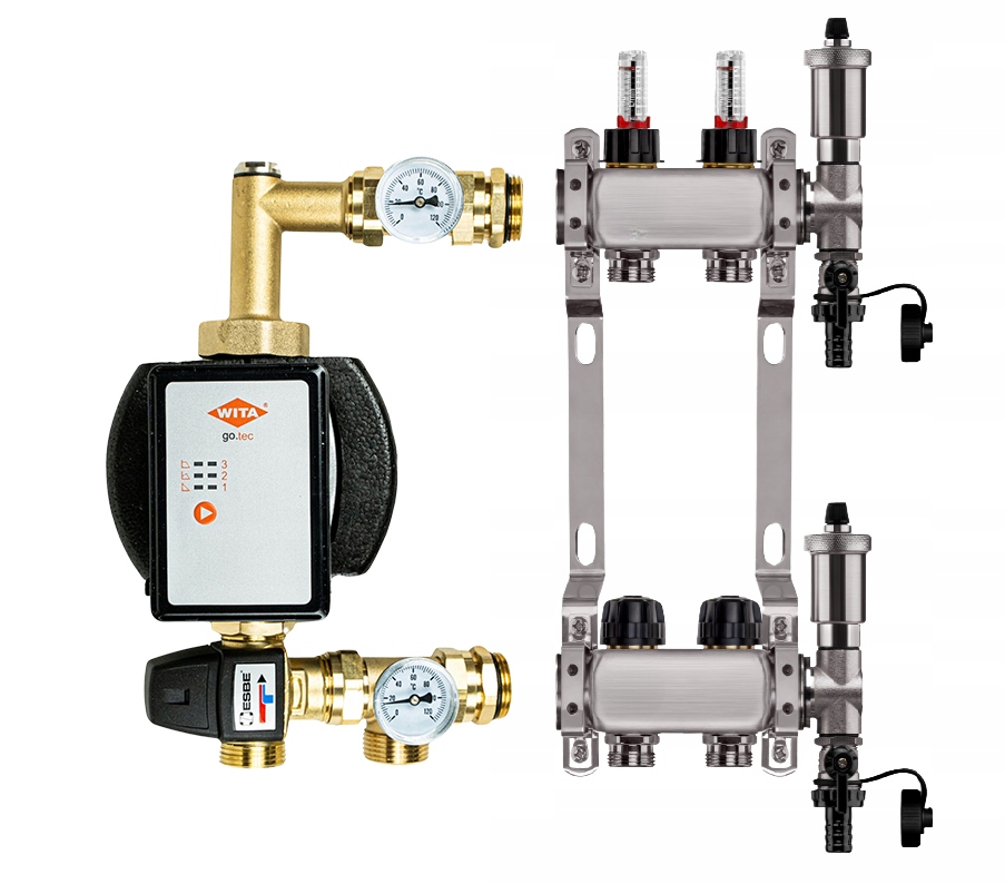 Rozdělovač pro podlahu 2 sekce nerezový pro vytápění Čerpadlo Wita