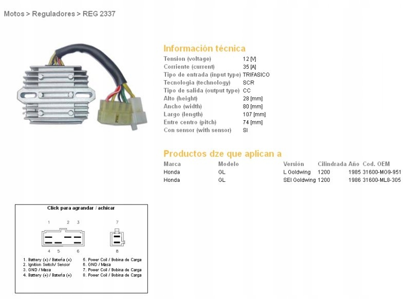 Dze Regulátor Napätia Honda GL1200 Sei 85-87 (V Strekovaním) (31600-MG9-951)