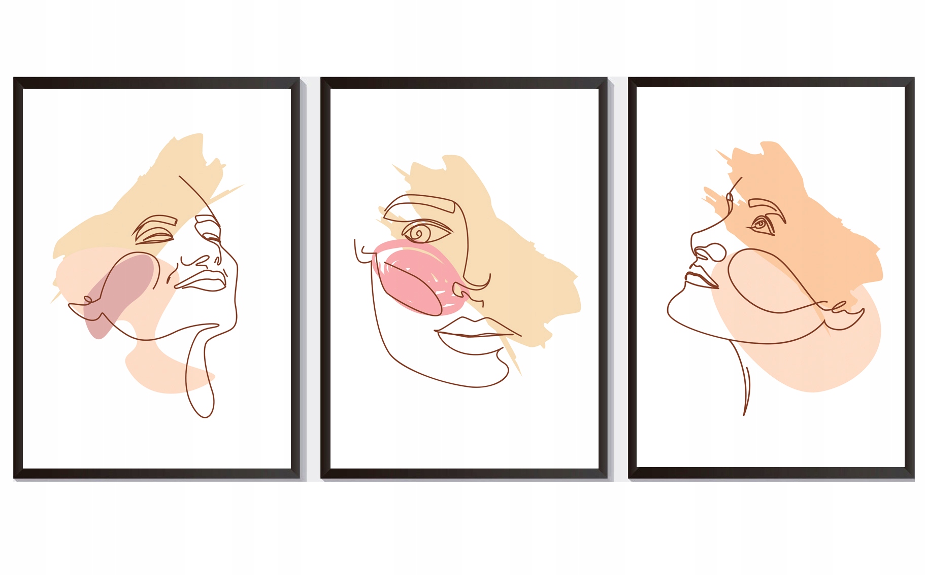 ZESTAW 3 PLAKATÓW GALERIA JEDNA LINIA TWARZE A4
