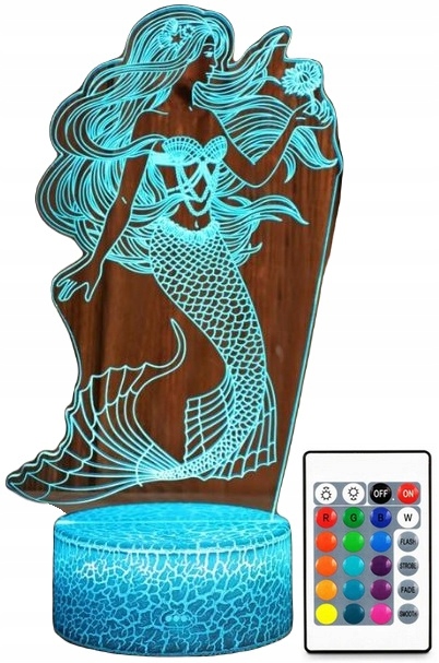 

Lampa 3D Led Syrena Little Mermaid Lampa Nocna