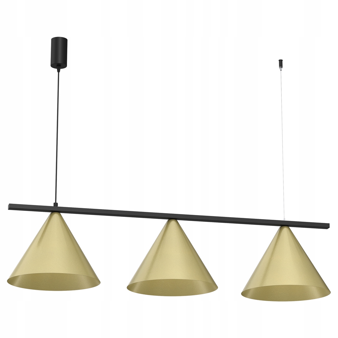 Závěsná lampa Capital Černá Zlatá 3XGX53 kovové stínítko kužel