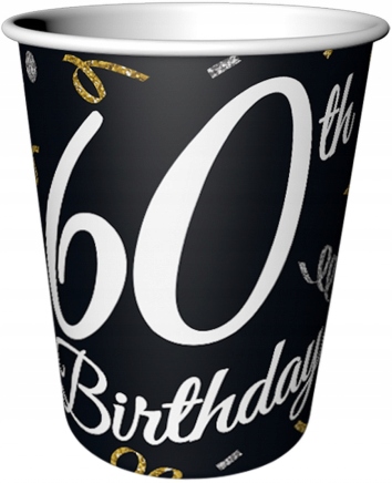 KUBECZKI papierowe HAPPY BIRTHDAY 60 kubki 6SZT Pojemność 200 ml