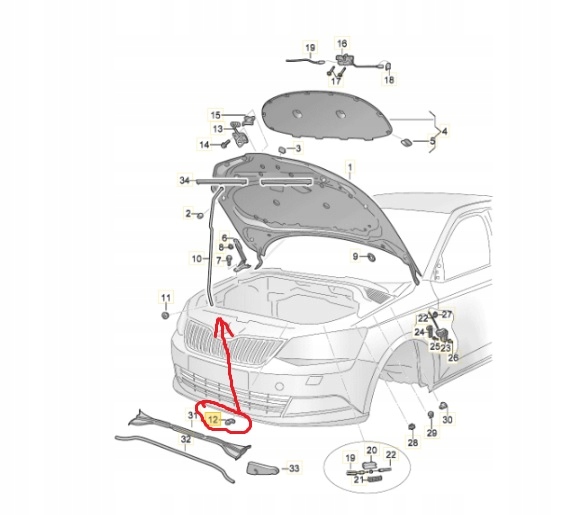 SPINKA UCHWYT PRĘTA PODPÓRKI MASKI KAMIQ KAROQ Typ samochodu Samochody osobowe