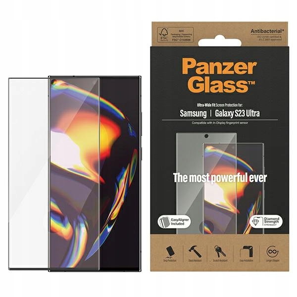 Tvrzené sklo PanzerGlass Ultra-Wide Fit pro Galaxy S23 Ultra s aplikátorem