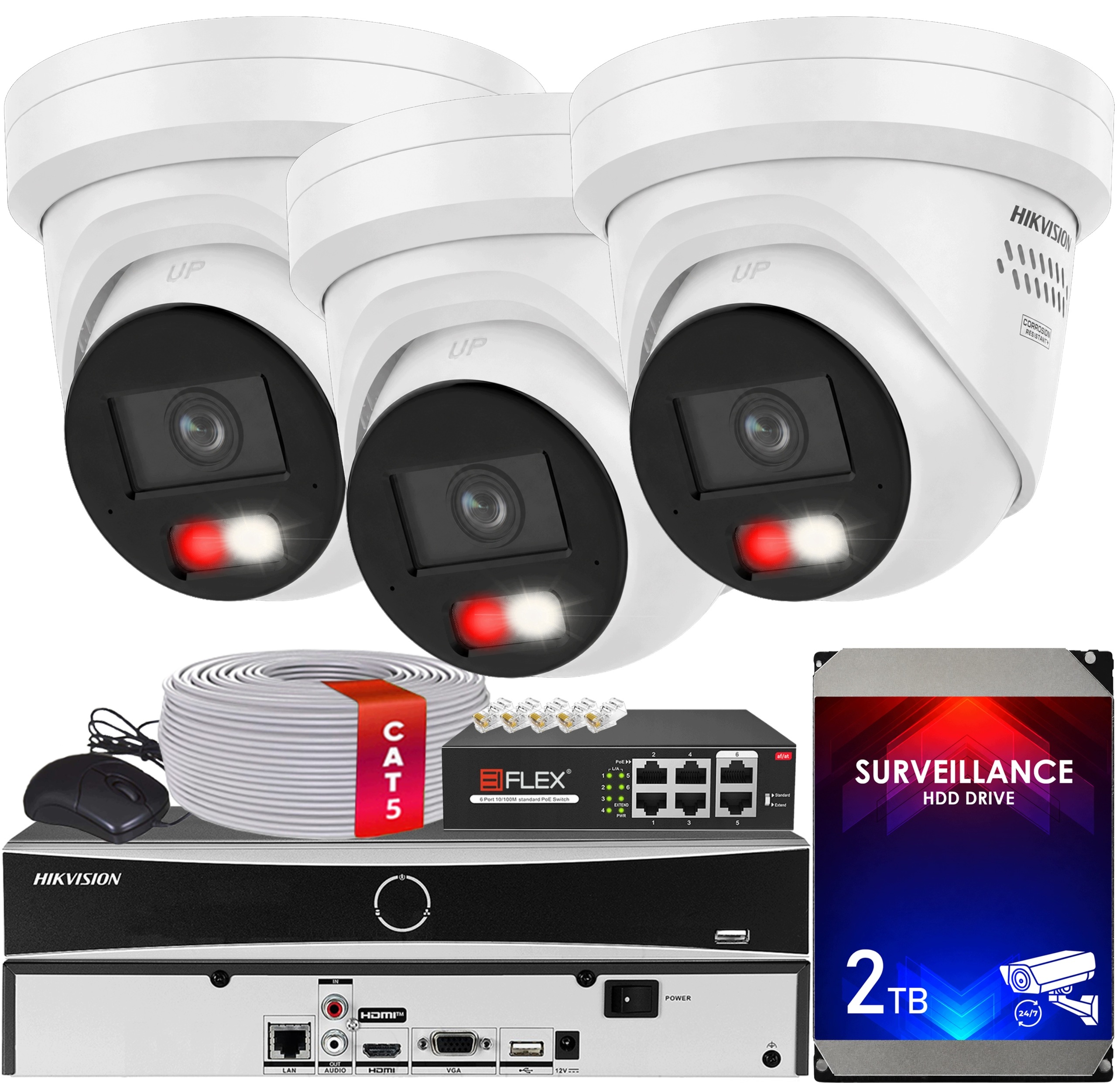 Ip monitoring 8MPx Hikvision ColorVu 3.0 3x DS-2CD2387G3-LIS2UY/SL 2TB disk