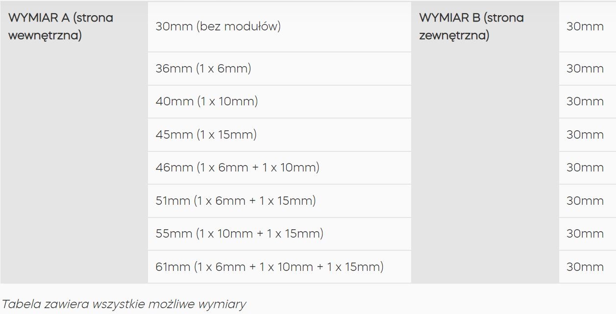 Wkładka GERDA SLR typ B 30-61mm / 30mm zamek Tedee Rodzaj zamka wkładka do zamka