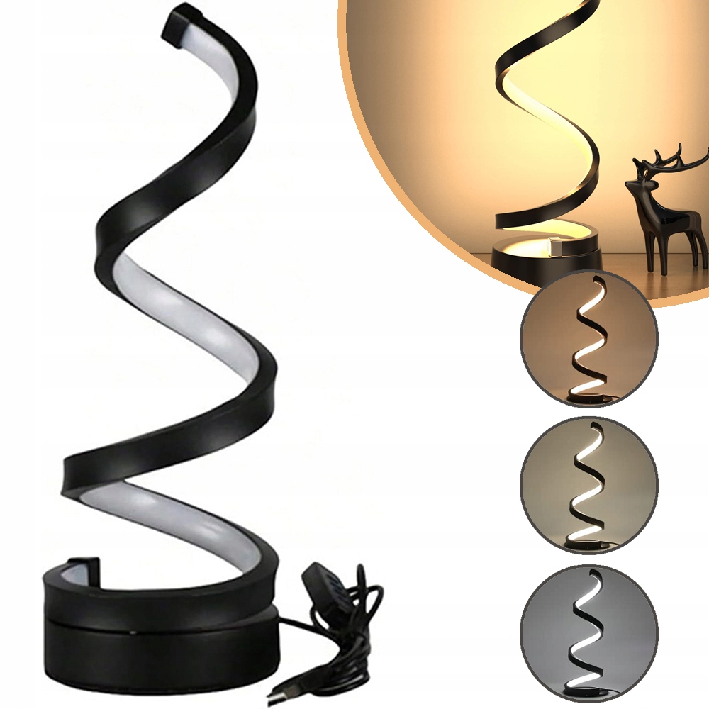 LAMPKA NOCNA LED PROJEKT SPIRALNY ŚCIEMNIANA LAMPKA NOCNA DO DEKORACJI