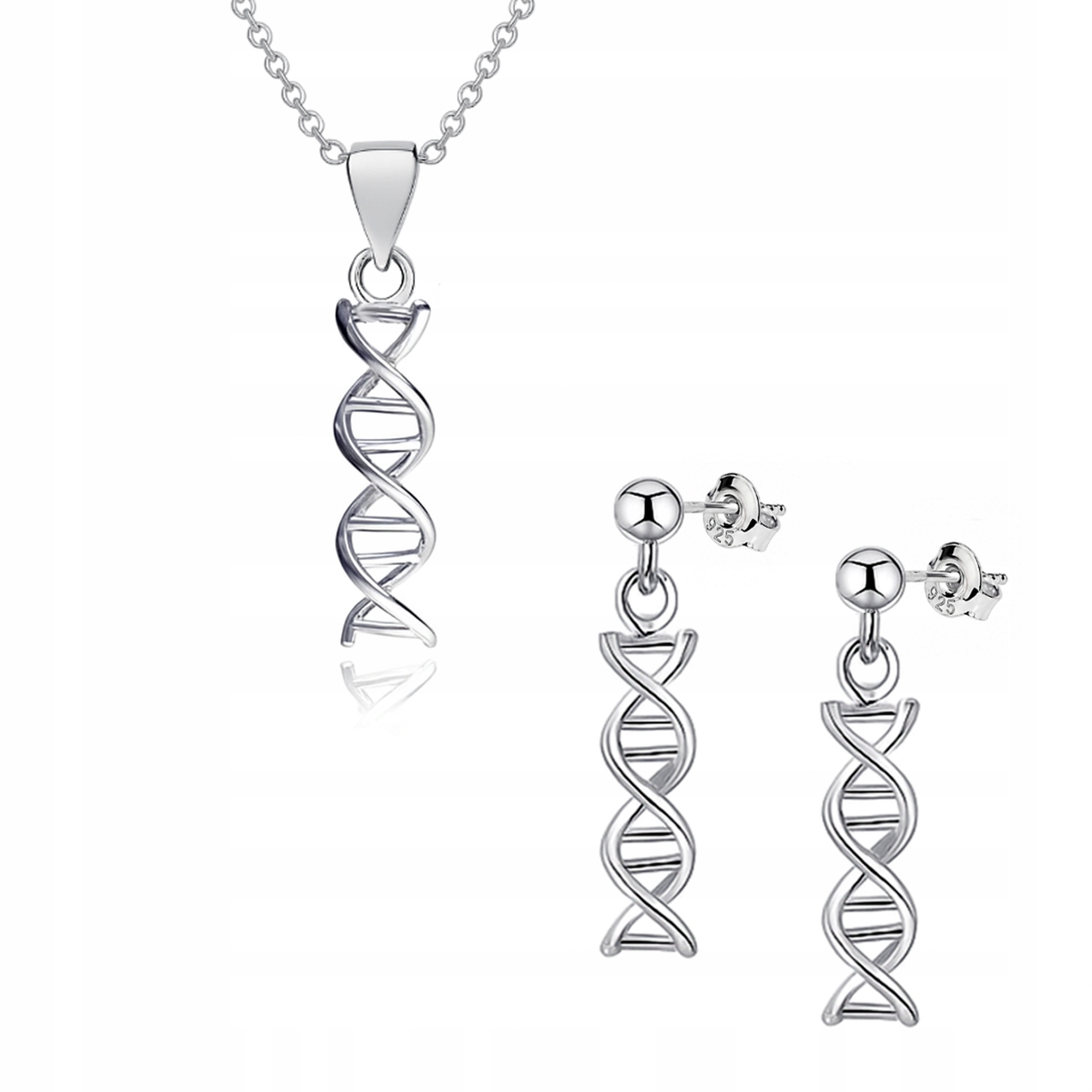 Stříbrná sada šperků Dna Helix Genetický kód ryzost 925 Stříbro