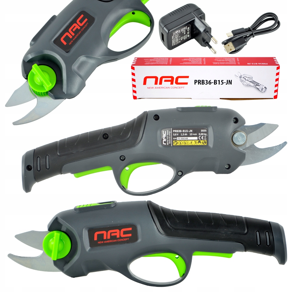 Akumulatorowy Sekator Do Cięcia Gałęzi Nac 1,5 Ah 800 Cięć Na 1 Ładowaniu