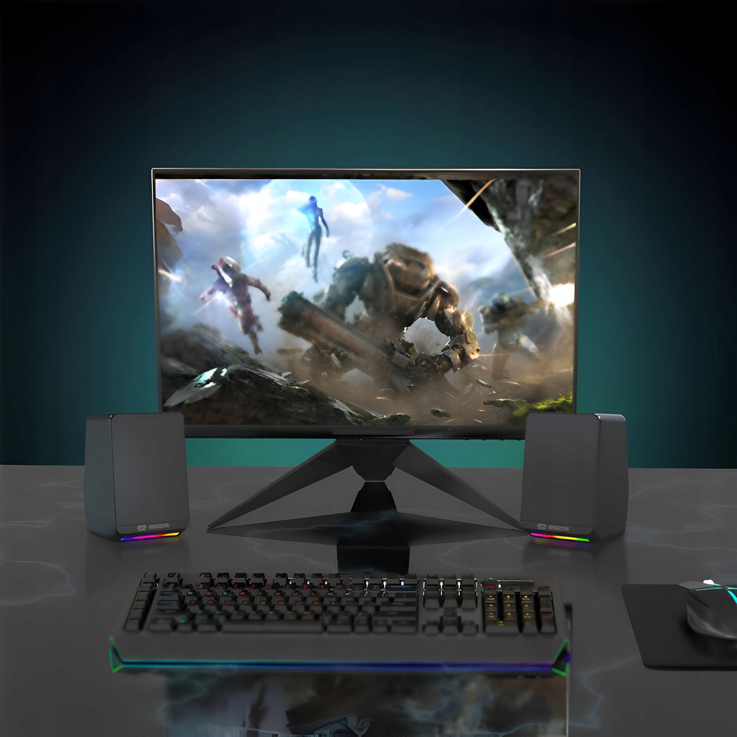 GŁOŚNIKI KOMPUTEROWE GAMINGOWE Z LED RGB USB JACK Moc głośników (RMS) 6 W