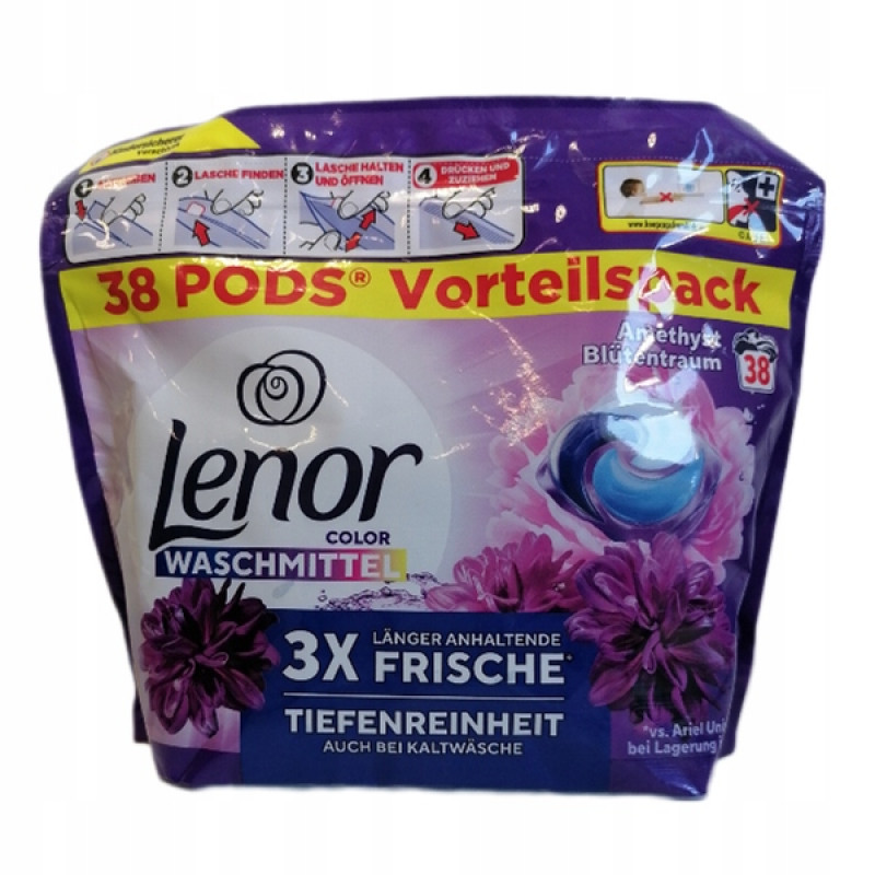 Levně Lenor Kapsle na praní 3×vorteile Frische amethys Color waschmittel 38ks