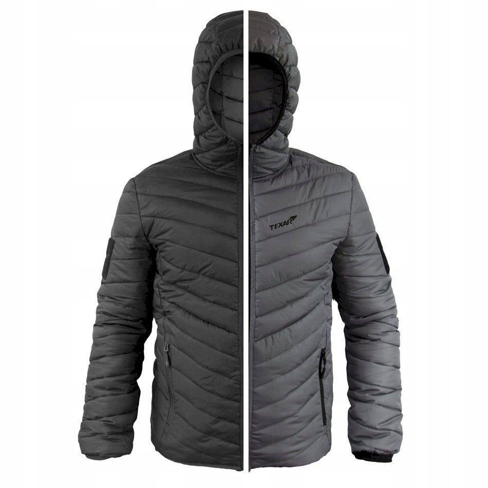 Dvoustranná péřová bunda s kapucí lehká pánská Texar Reverse Black/Grey L