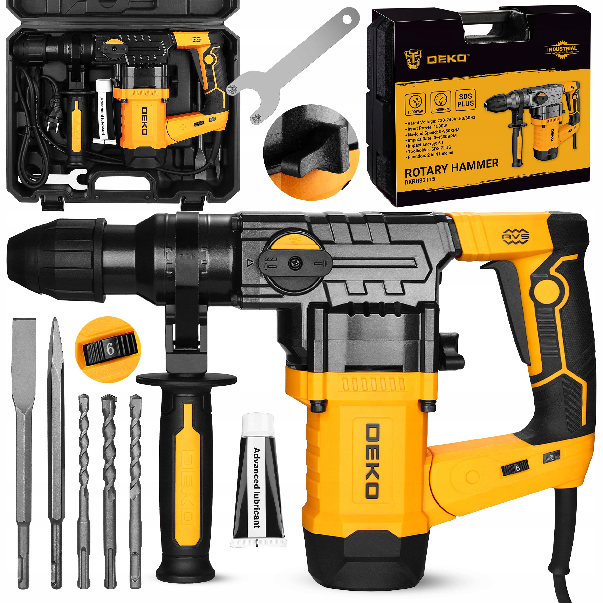 Młotowiertarka Udarowa Młot Udarowy Sds+ 1500W Walizka Wiertła Dłuta Mocna
