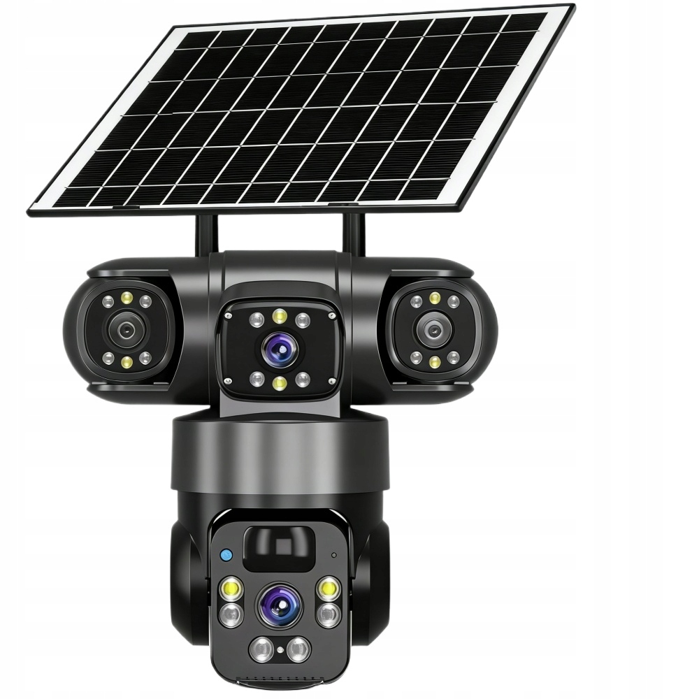 Solární Kamera WiFi Venkovní Tři Objektivy Hd 3X4MP Karta