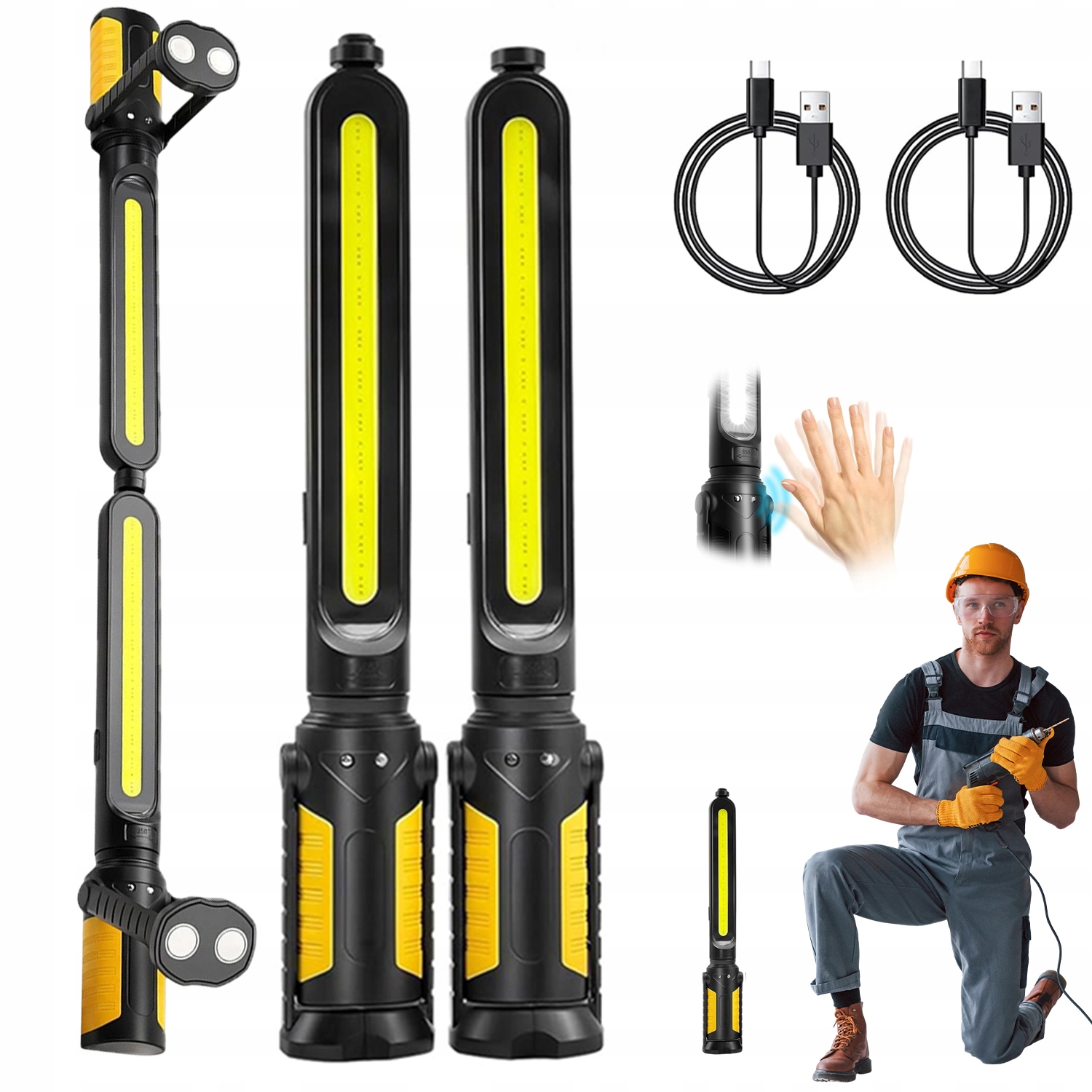 2X Přenosná Magnetická Lampa Pod Masku Led Cob, Magnetická Pracovní Lampa