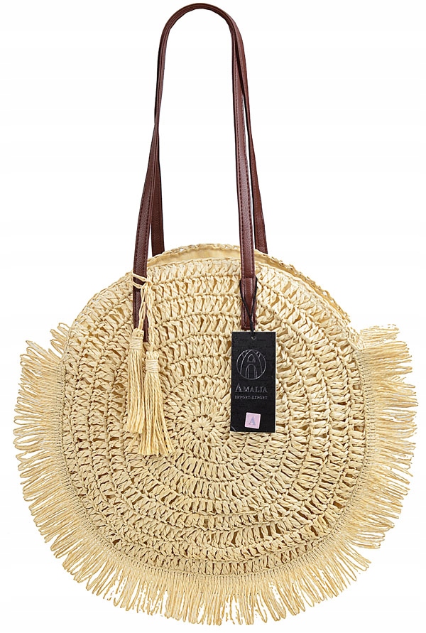 AMALIA TOREBKA damska NA RAMIĘ KOSZYK BOHO słoma